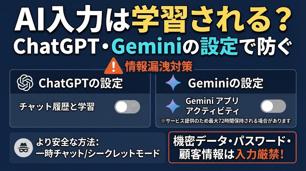 AI入力は学習される?ChatGPT・Gemini の設定で防ぐ